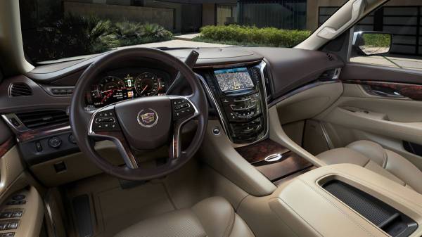 CUE, Cadillac’s advanced system for connectivity and control, is standard on the Escalade, featuring state-of-the-art voice recognition with touch controls common with the world’s most popular tablets and mobile devices. A standard 12.3-inch digital gauge cluster can be reconfigured with four themes and an available head-up display projects information onto the windshield.